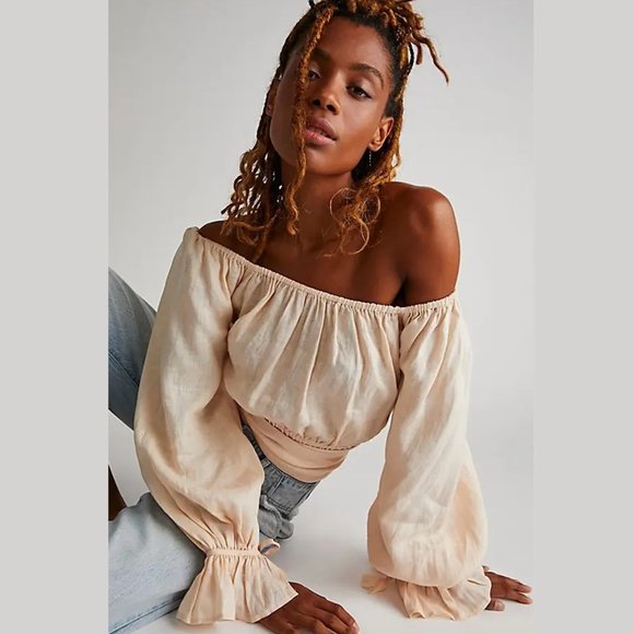 Cream Spell & The Gypsy Collective Mae Linen Top in Meringue - Picture 4 of 17